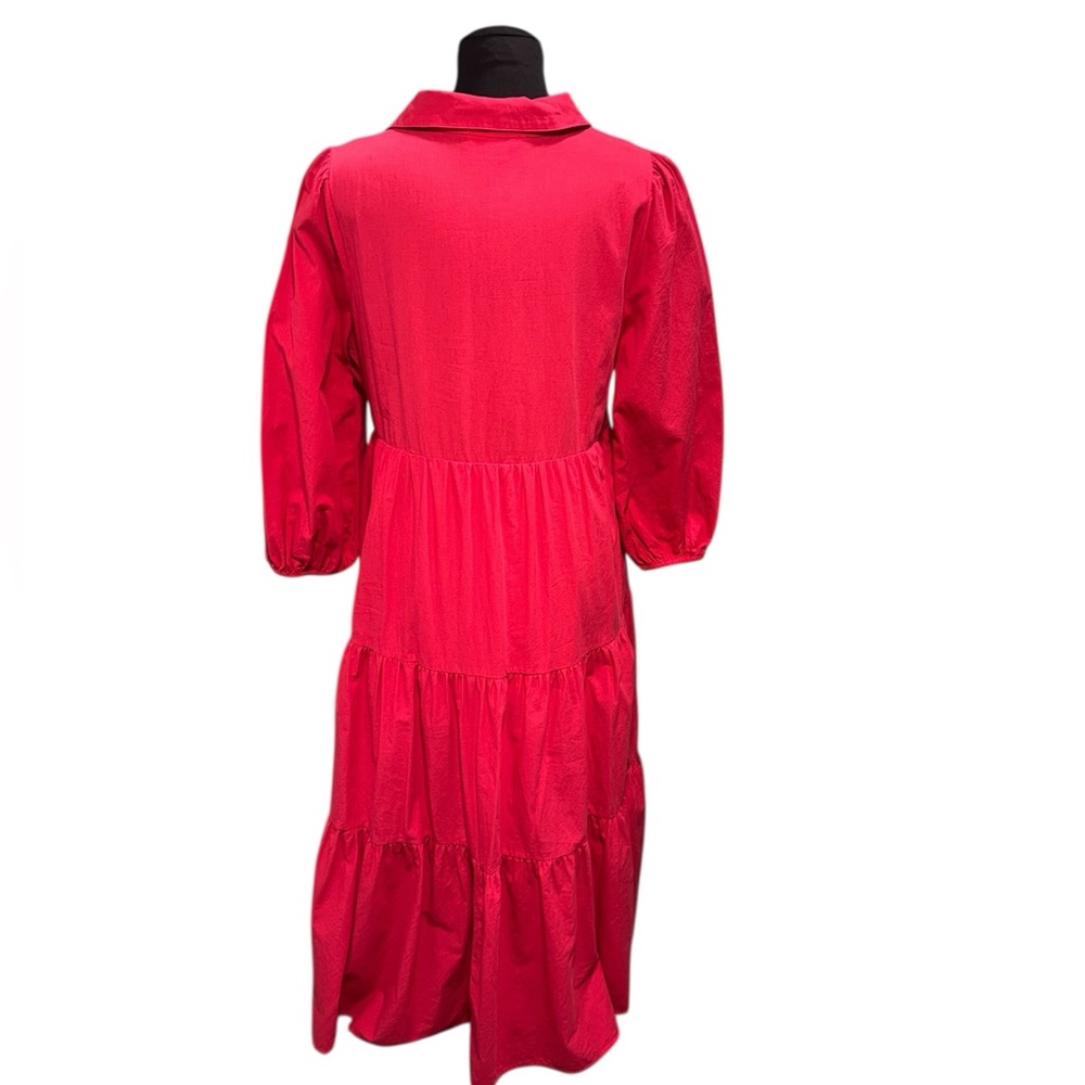 Pomander Place Bright Red Tiered Midi Dress - Picture 2 of 9